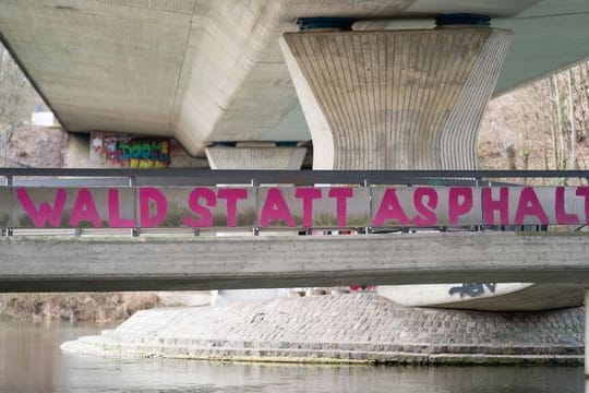 „Wald statt Asphalt“ auf einer Brücke im Bamberger Hain.