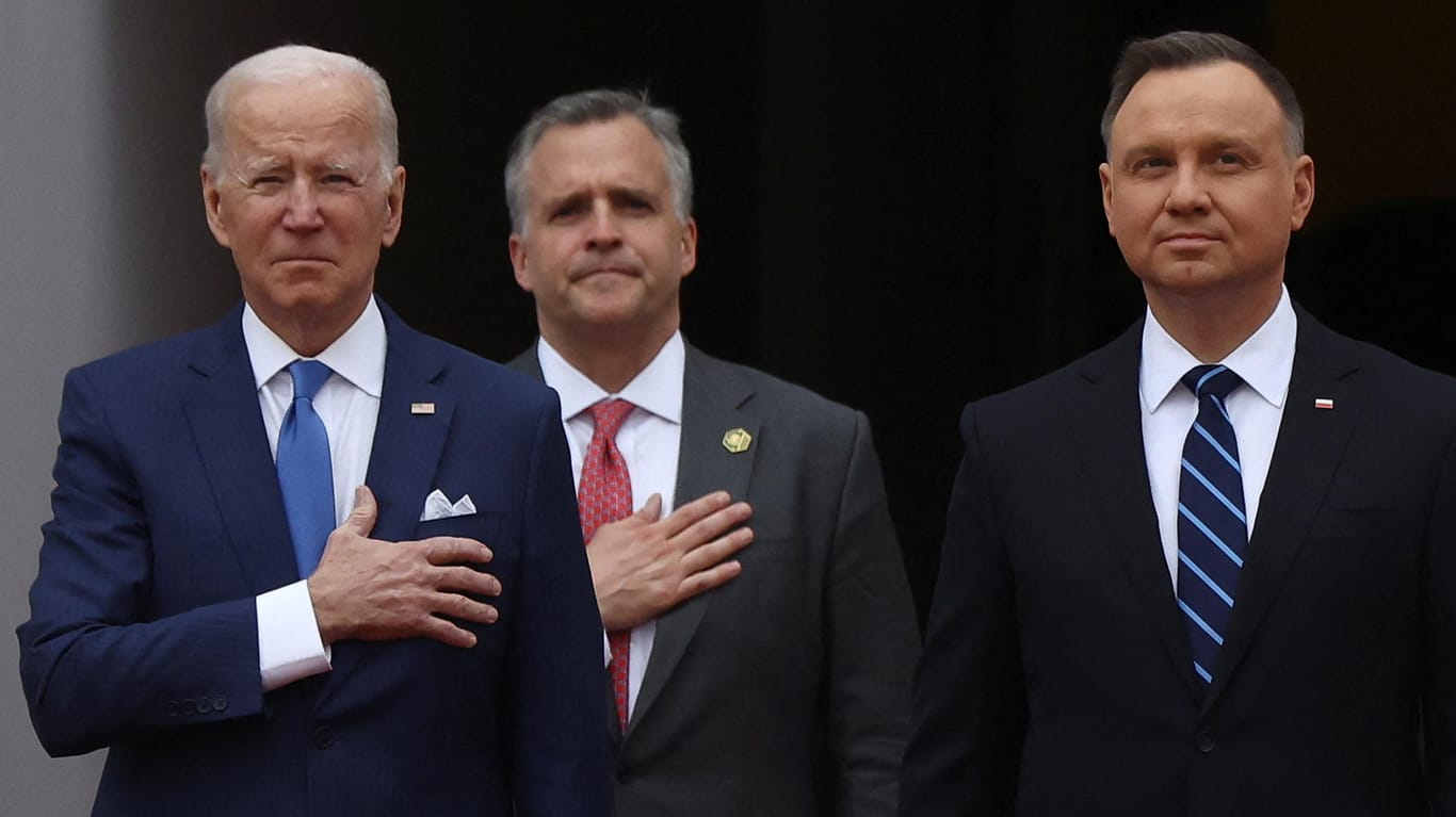 US-Präsident Biden und sein polnischer Amtskollege Duda: Biden dankte Polen für die Aufnahme von Geflüchteten aus der Ukraine.
