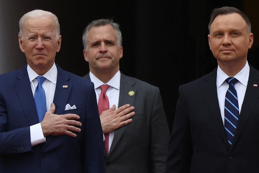 US-Präsident Biden und sein polnischer Amtskollege Duda: Biden dankte Polen für die Aufnahme von Geflüchteten aus der Ukraine.