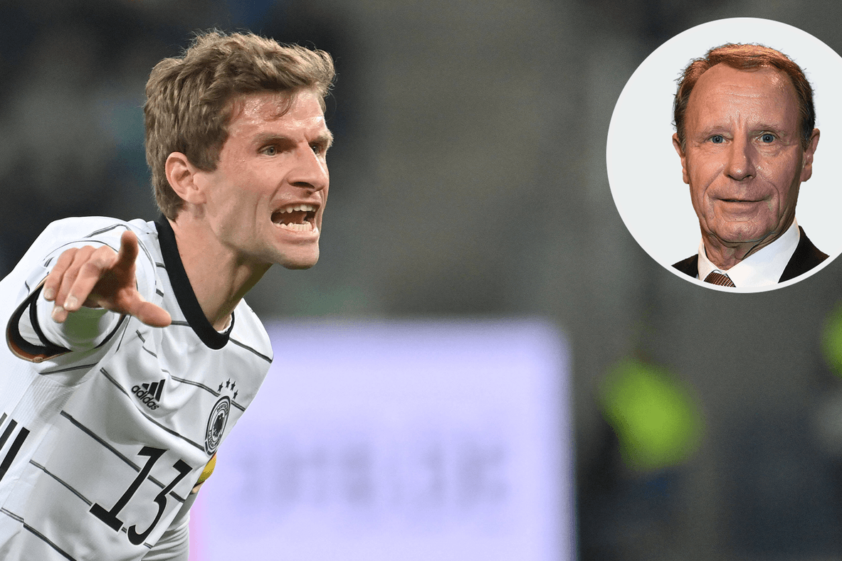 Eine Szene von Thomas Müller aus dem Spiel gegen Israel: Ex-Bundestrainer Berti Vogts war mit der deutschen Leistung nicht einverstanden.