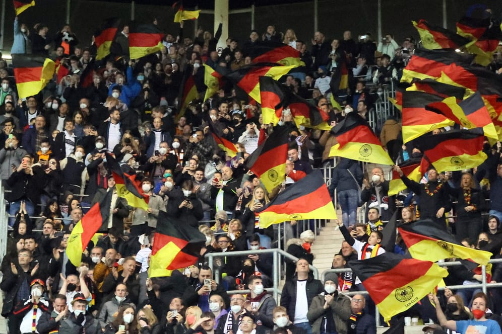 Deutschland-Fans am Samstag auf der Tribüne in Sinsheim beim Länderspiel gegen Israel, bei dem sich ein rassistischer Zwischenfall ereignete.