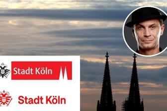 Oben das alte, unten das neue Logo der Stadt Köln: Für Peter Brings ist der Dom Köln und Köln der Dom.