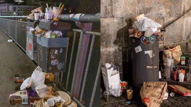 Müll in Tübingen: Viele Einwegverpackungen sorgten für ein großes Müllproblem in der Stadt.
