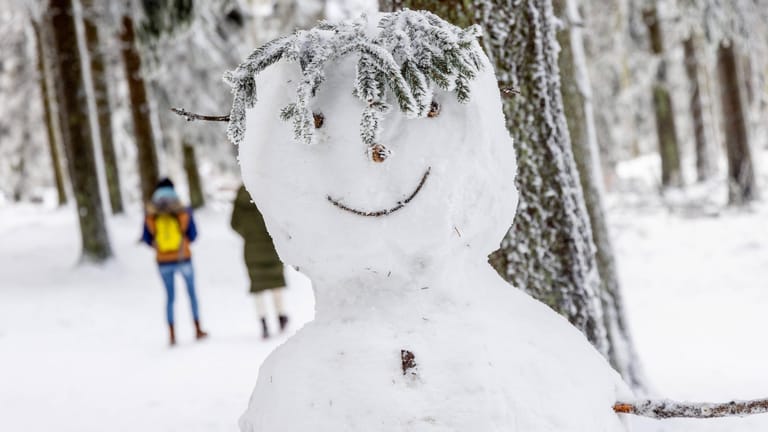 Der Frühling macht auch in NRW erst mal wieder eine Pause (Symbolfoto): Dieser Schneemann stand im Taunus in Hessen – ganz so winterlich wird es in Köln mutmaßlich nicht. In der Eifel soll es in der Nacht zu Freitag allerdings schon schneien.