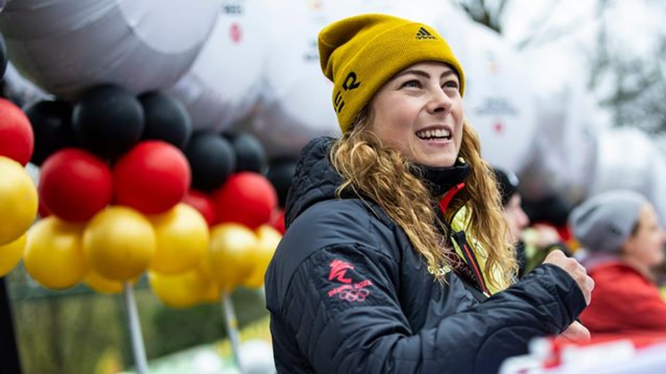 Skicrosserin Daniela Maier beim Medientag des DOSB "Tokio meets Beijing" im Europa-Park in Rust.