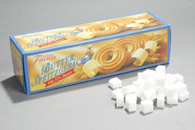 Manche Kekssorten beinhalten pro 400-Gramm-Packung rund 36 Würfel Zucker.