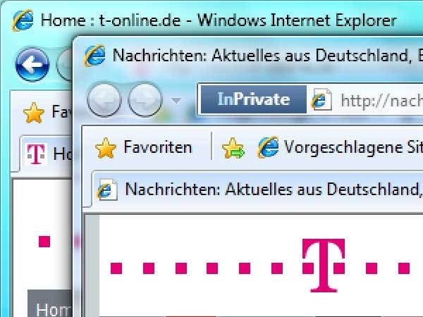 Internet Explorer 8 (Screenshot: t-online.de)