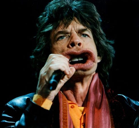 Mick Jagger mit Riesenlippe (Fotomontage: worth1000.com)