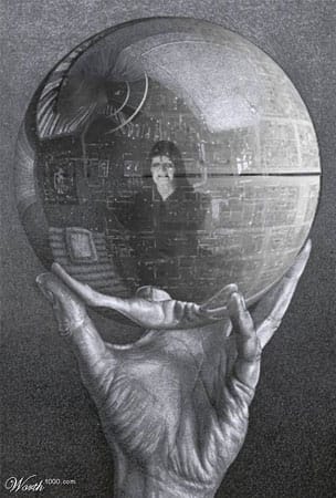 Selbstbildnis von M. C. Escher als Star-Wars-Motiv (Fotomontage: worth1000.com)