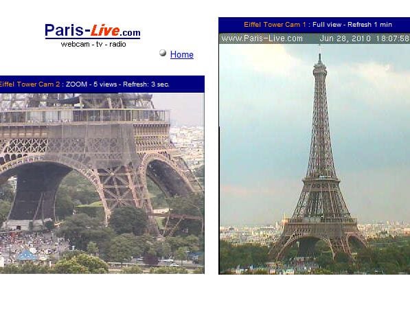 Eiffelturm Webcam aus Paris. (Screenshot: t-online.de)