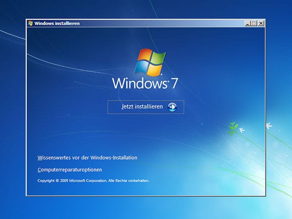 Installations-Assistent von Windows 7