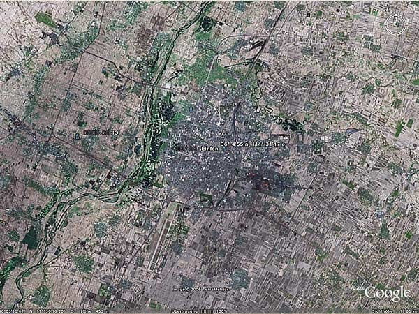 Millionenstadt Linfen in China. (Screenshot: Google Earth)