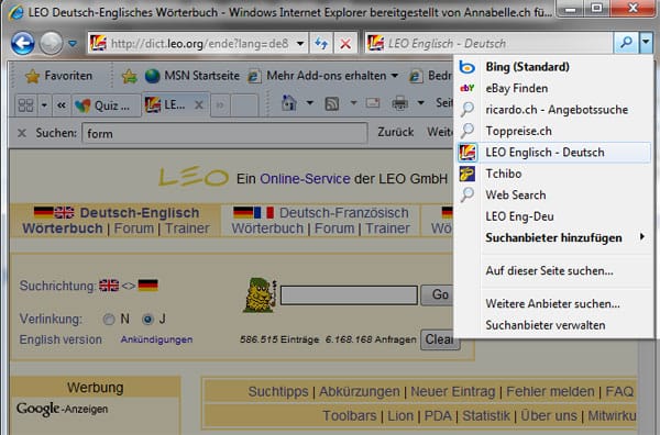 Screenshot von www.leo.org.
