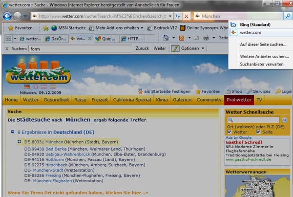 Screenshot von www.wetter.org.