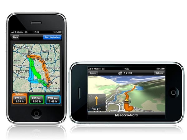 Navigon MobileNavigator auf dem iPhone. (Fotos: Navigon)