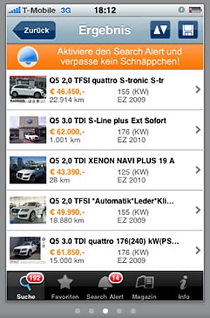 AutoScout24: Internet-Autobörse im Mini-Format. (Screenshot: App Store)