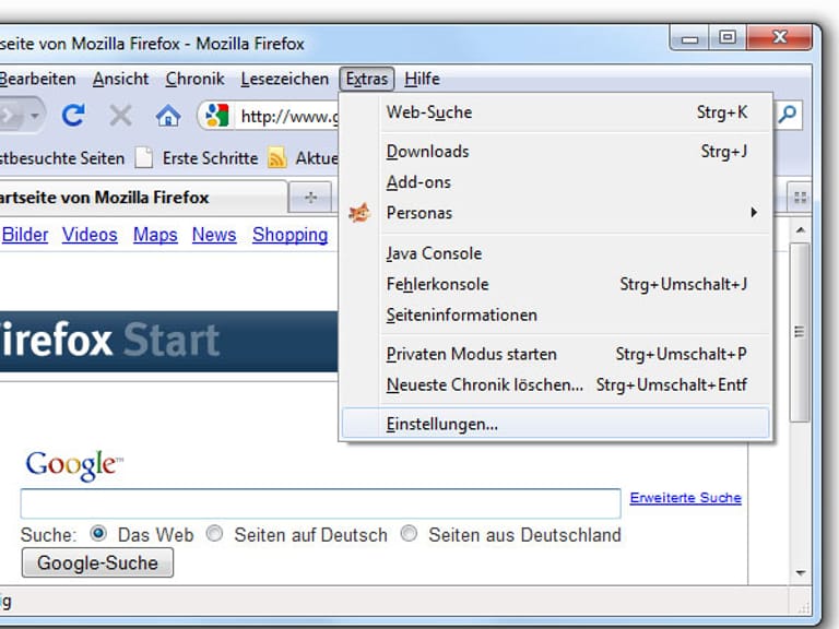 Automatisch Firefox-Updates unterbinden (Screenshot: t-online.de)