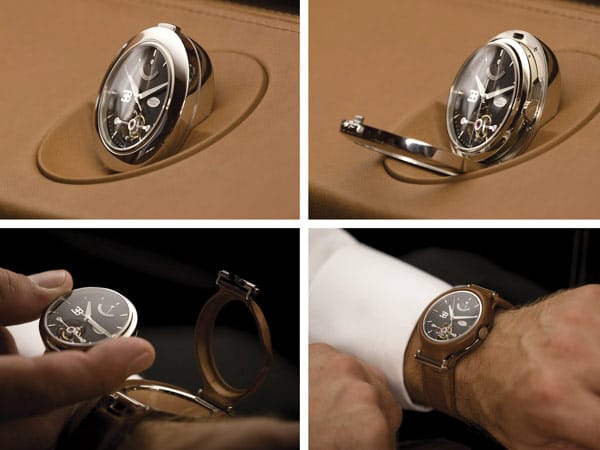 Die Uhr im Armaturenbrett lässt sich herausnehmen und als Armbanduhr tragen.
