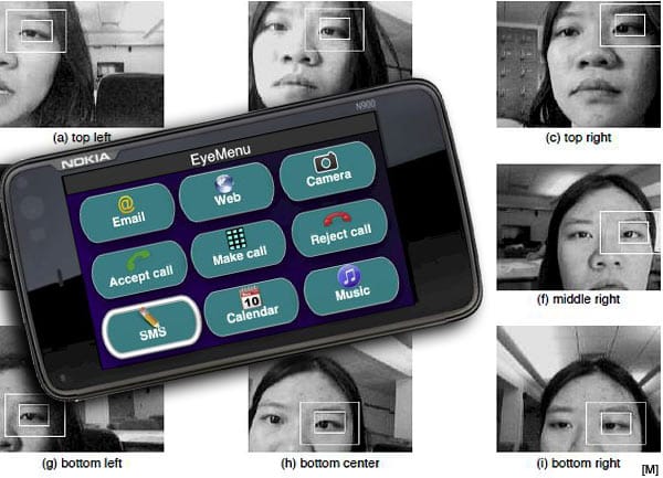Mit der Software "Eyephone" kann man das Handy mit den Augen steuern.