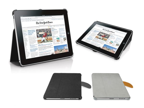 Auch diese schicke Schutzhülle kann als "Stehhilfe" dienen, um das iPad zum Betrachten von Videos und Bildern aufzustellen. (Bild: Hersteller)