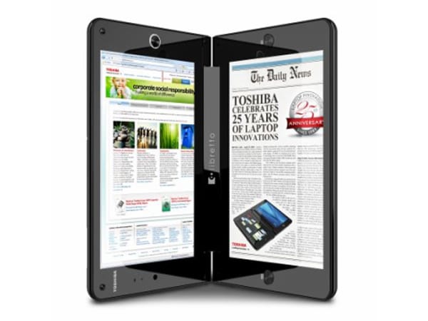 Vertikal kann der Nutzer Zeitungen oder ein Buch lesen und die Seiten auf beiden Displays betrachten. (Bild: Hersteller)