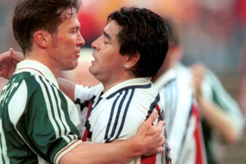 Zwei Idole unter sich: Lothar Matthäus und Diego Maradona