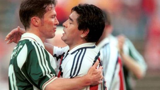 Zwei Idole unter sich: Lothar Matthäus und Diego Maradona