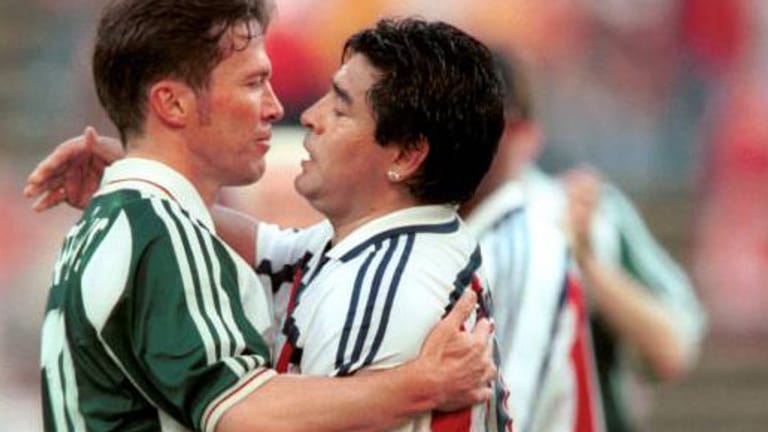 Zwei Idole unter sich: Lothar Matthäus und Diego Maradona