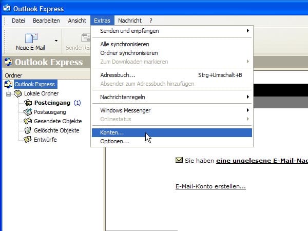 Outlook Express: E-Mail-Konten einrichten