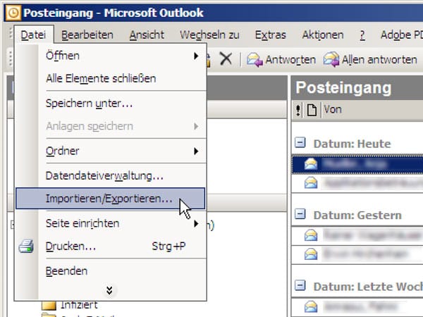 Microsoft Outlook: E-Mails sichern