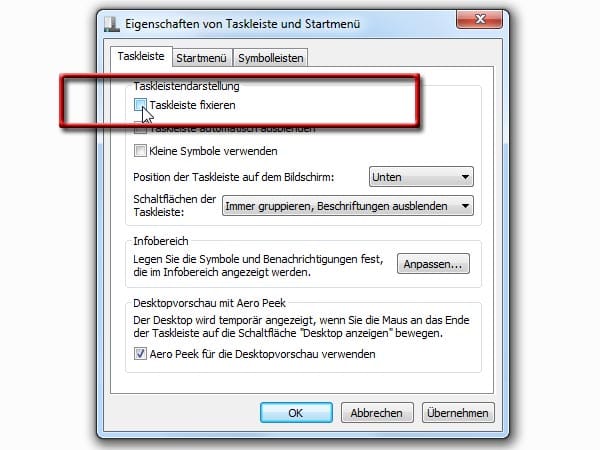 Windows 7: Taskleiste anpassen
