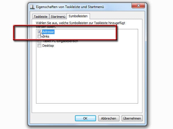 Windows 7: Symbolleisten erstellen (Screenshot: t-online.de)