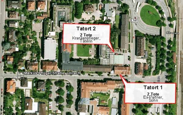 Auch diese Karte verdeutlicht die Nähe der Tatorte. (Karte: Google Earth/ Tele Atlas 2010)