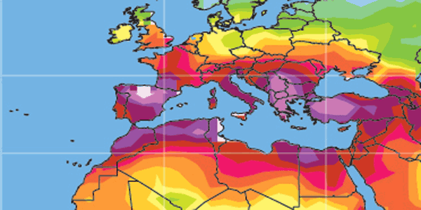 Voraussichtliche Verbreitung von Dürre in Europa in den Jahren 2030-2039 (Grafik: NCAR)