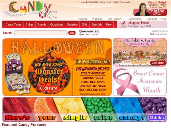 Teure Domains: Candy.com. (Screenshot: t-online.de)
