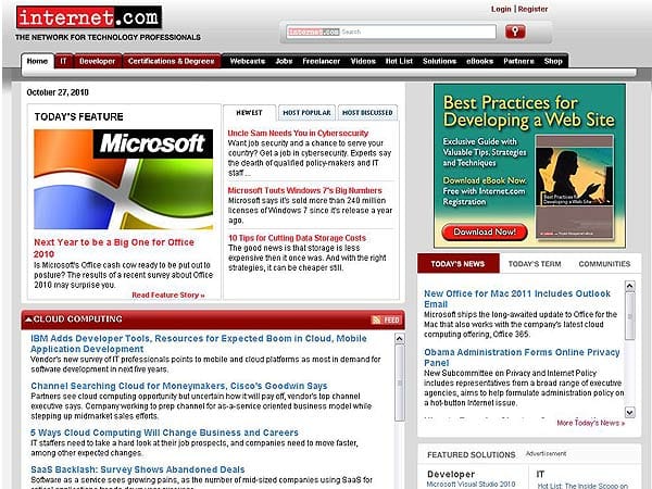 Teure Domains: Internet.com (Screenshot: t-online.de)