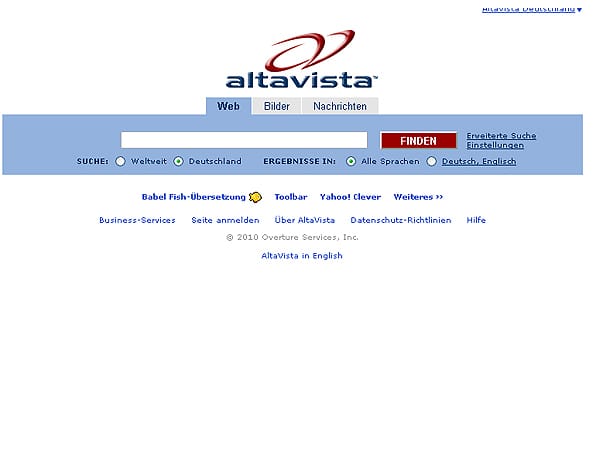 ALTAVISTA.COM (Screenshot: t-online.de)