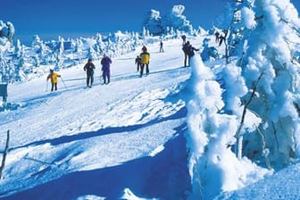 Polen, Schlesien: Skifahren in Schreiberau am Reifträger.