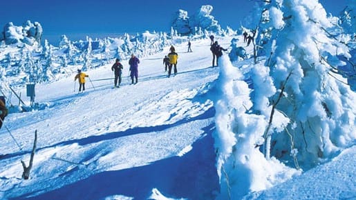 Polen, Schlesien: Skifahren in Schreiberau am Reifträger.