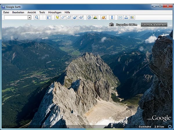 Fernblick von der Zugspitze. (Screenshot: t-online.de)