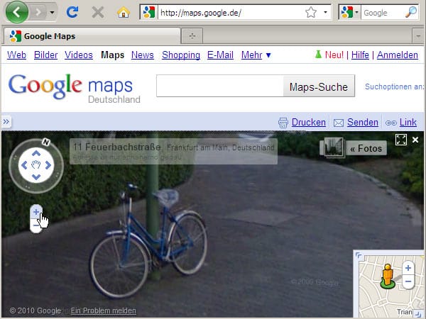So bedienen Sie Google Street View (Screenshot: t-online.de)