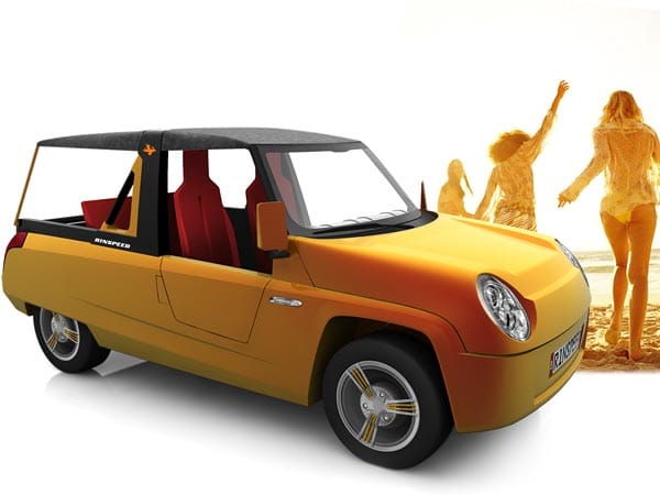 Das viersitzige Auto ähnelt einem großen Golfcar oder Strandbuggy, diverse Teile des Innenraums sind aus dem Naturmaterial Bambus gefertigt.
