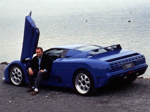 Auf der Basis des Bugatti EB 110 GT zeigte Frank M. Rinderknecht 1994 den Rinspeed Bugatti Cyan - einen Traumwagen mit 600 PS.