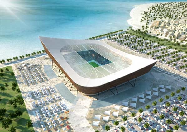 Das 3D-Modell zeigt das Stadion Al Shamal.