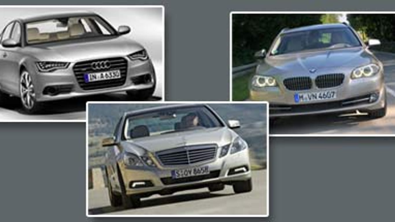 Audi A6, BMW 5er und Mercedes E-Klasse im Check (Fotos: Hersteller)