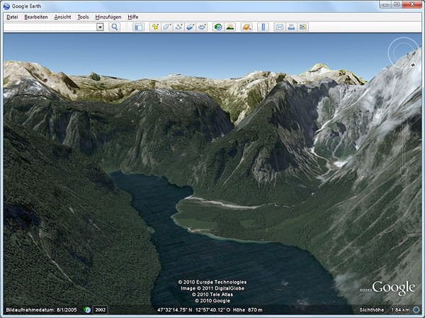 Google Earth ausreizen (Screenshot: t-online.de)