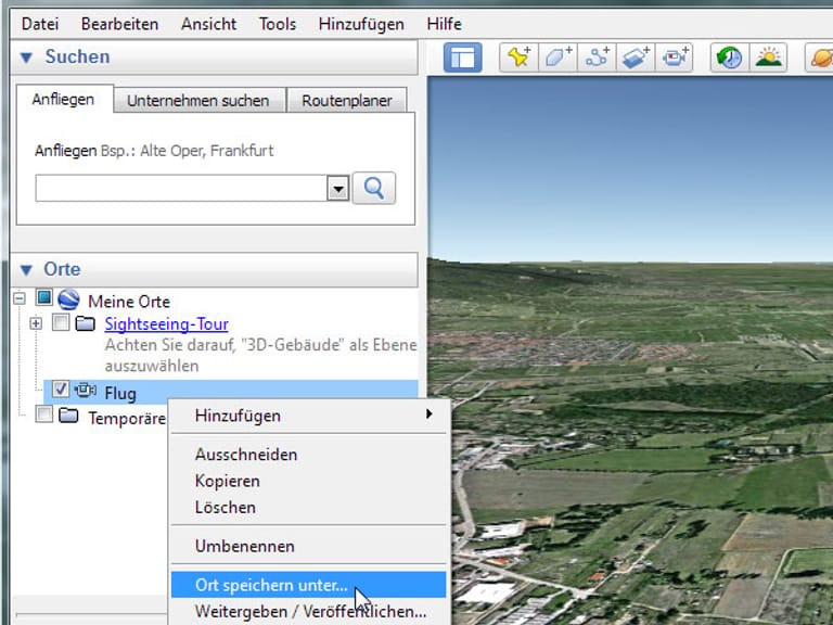 Tricks und versteckte Funktionen in Google Earth (Screenshot: t-online.de)