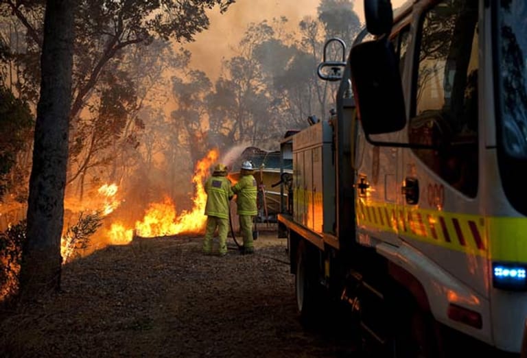 200 Feuerwehrleute kämpfen gegen die Flammen. Unwegsames Gelände mache es den Helfern aber nicht leicht, sagte der Feuerwehrchef.