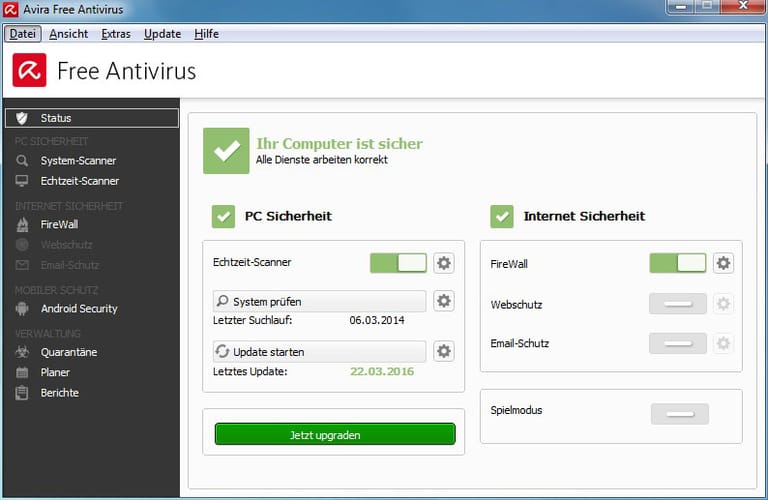 Antivirensoftware wie Avira Free Antivirus