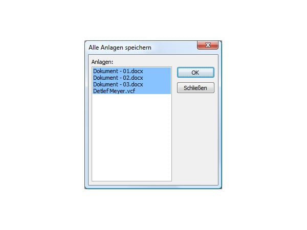 Mehrere Dateianhänge schneller speichern-Outlook 2010 (Screenshot: t-online.de)